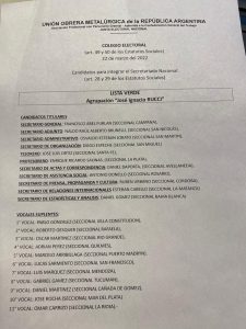 Así quedó la nueva conducción gremial de la UOM nacional - Foto: gentileza de Juan Morena.